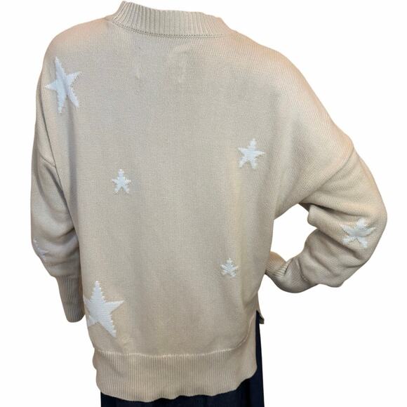 Pistola Darya Crewneck Pullover Sweater Knit Sz XS Oversized Stars Royal Dove - Picture 11 of 16